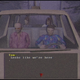 A screenshot from low-poly horror game Murder House showing four reporters driving to a murderer's remote mansion.
